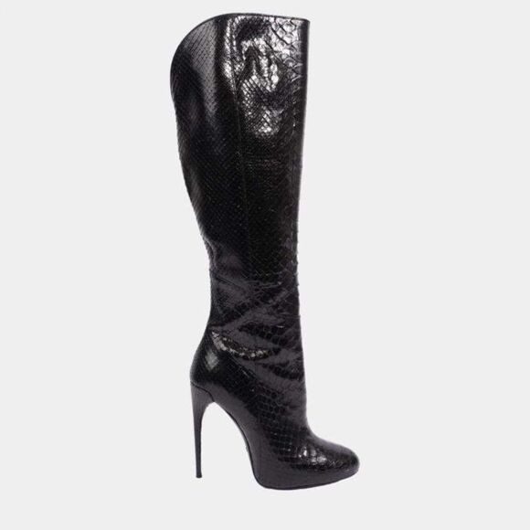 Gucci Python black boots high heel 39.5 - Picture 3 of 13
